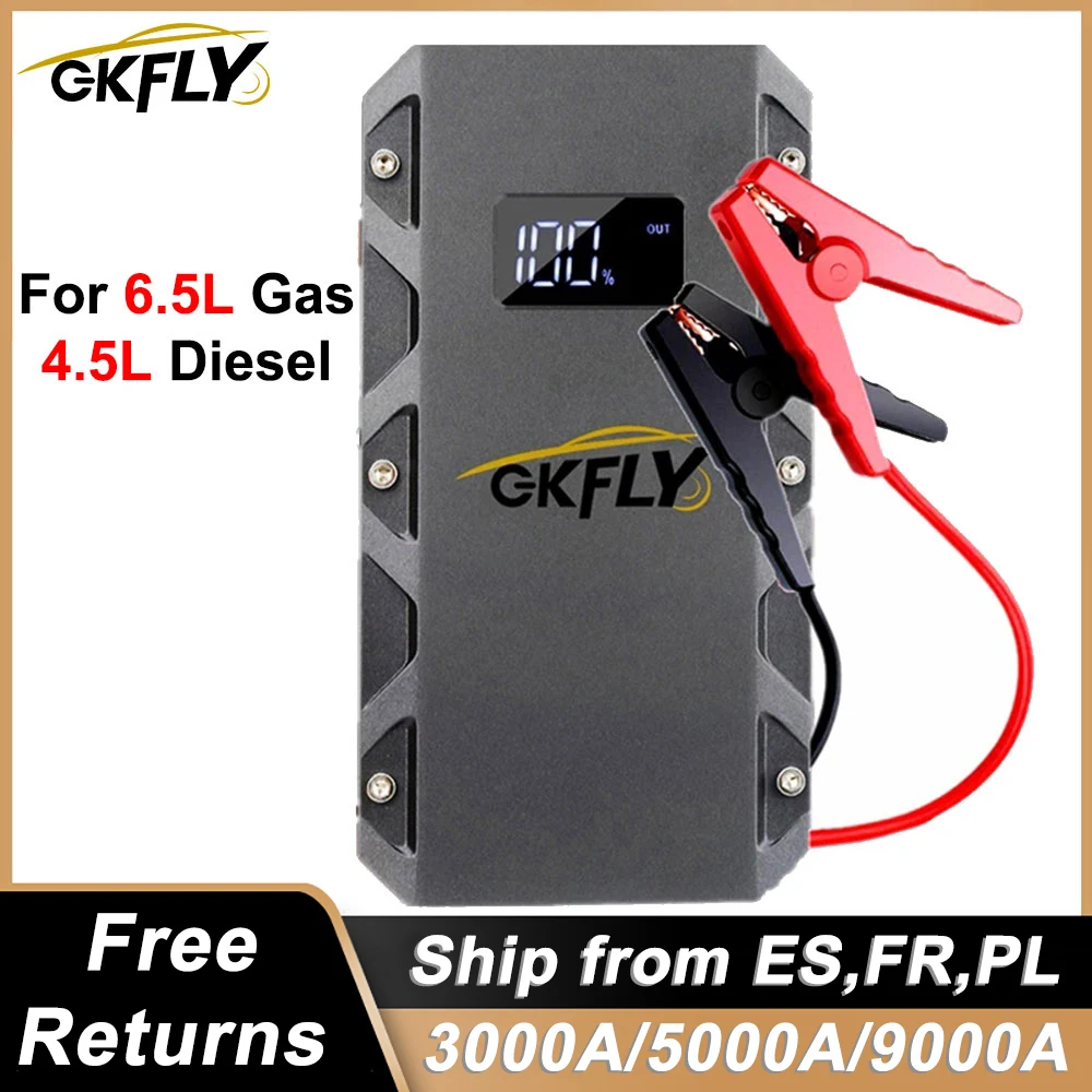 GKFLY Auto Starthilfe 3000A/5000A/9000A 12V Start Gerät Power Bank Batterie Booster Ladegerät Für Benzin diesel Auto Starter Image