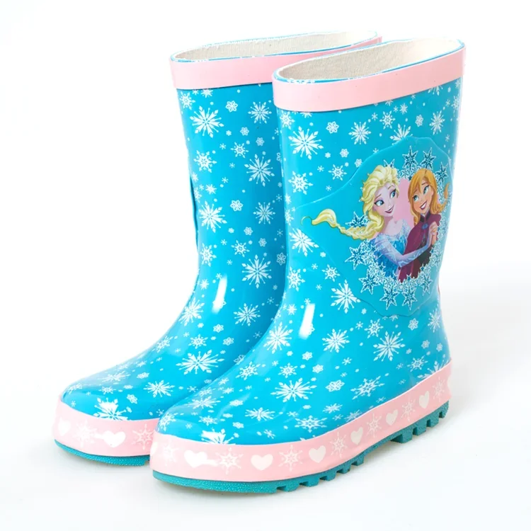 Disney Anna Elsa Princess Snowflake Mädchen rutschfeste Regenstiefel für Kinder, niedliche Jungen-Cartoon-Wasserschuhe, Größe 23–36