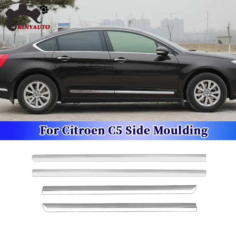 Für Citroen C5 Side Moulding Chrome Vorne Hinten Tür Garnieren Anti-scratch Streifen Trim Schutz Platte Image