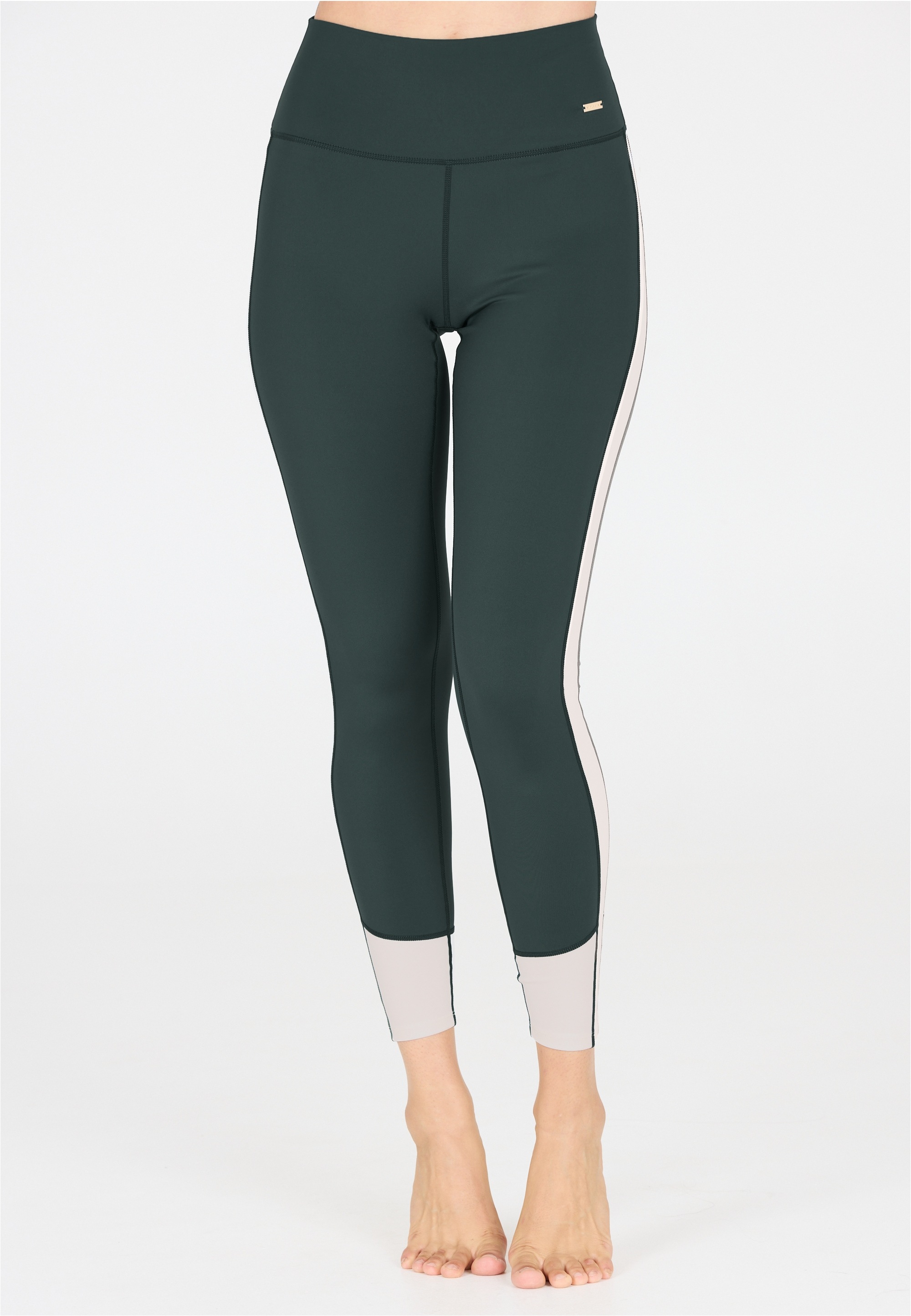 Trainingstights ATHLECIA "Aspasia", Damen, Gr. 34, EURO-Größen, grün (dunkelgrün, weiß), 77% Polyamid, 23% Elasthan, mehrfarbig, Hosen, mit Quick-Dry-Funktion