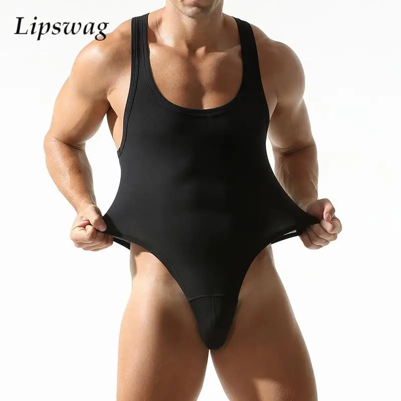 Unterwäsche Herren Bodys 2025, Frühling, Sommer, sexy, ärmellos, Stretch, Slim-Fit, Overall für Männer, Freizeit, einfarbig, gerippt, figurbetont Image