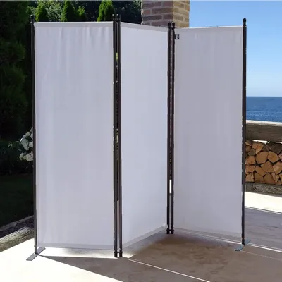 Raumteiler, 3-teiliger Bildschirm, 170 x 165 cm, Stoff, Balkonteiler, klappbarer Sichtschutz, Image