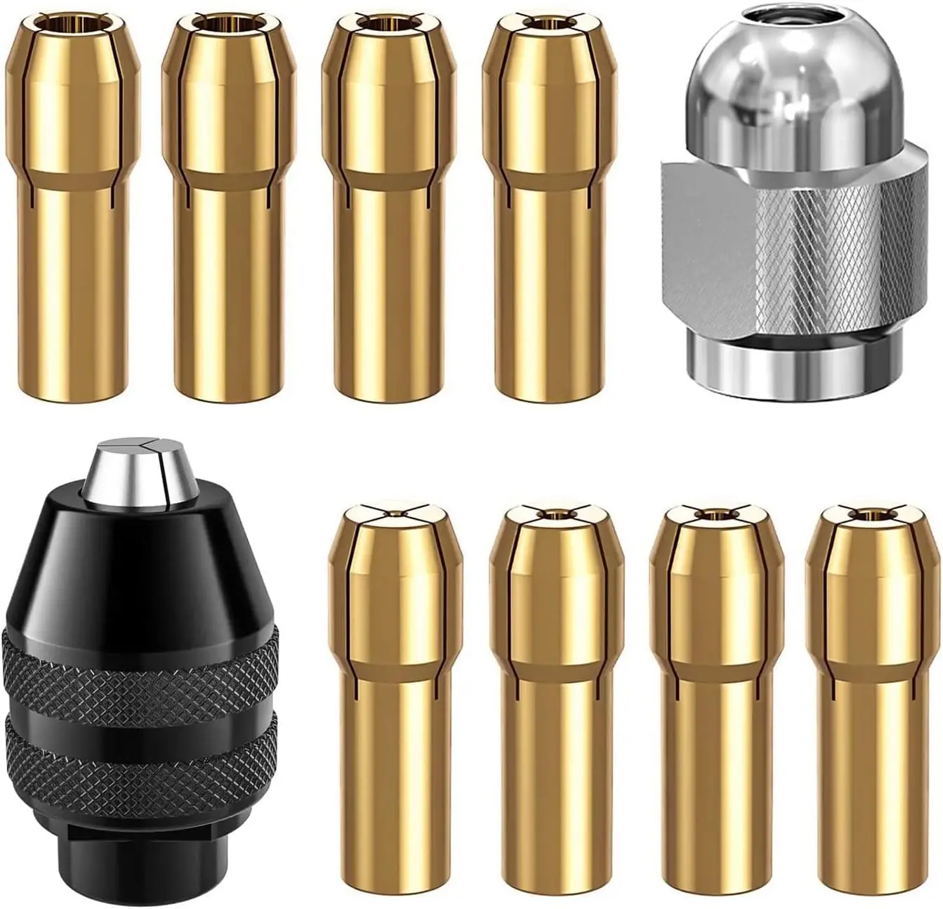 10-teiliges Drehwerkzeug-Spannfutter-Set mit M8-Mutter und Messing-Spannzangen 4,8 mm für Präzisionsbohren Image