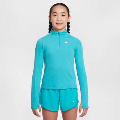 Nike Girls' Dri-FIT Long-Sleeve 1/4-Zip Top - Green - Polyester