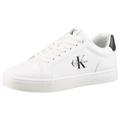 Sneaker CALVIN KLEIN JEANS "CLASSIC CUPSOLE MONO LTH", Herren, Gr. 41, schwarz-weiß (weiß, schwarz), Leder, Lederimitat, unifarben mit Farbeinsatz, sportlich, Schuhe, Freizeitsneaker, Halbschuh, Schnürschuh in klassischer Optik