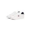 Sneaker TOMMY JEANS "ARCHIVE '98", Herren, Gr. 45, weiß, blau rot, Nappaleder, unifarben mit Farbeinsatz, sportlich, Schuhe, Freizeitschuh, Streetwear, Halbschuh, Schnürer mit Logoflagge