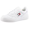 Sneaker TOMMY JEANS "TJM RETRO BASKET ESS", Herren, Gr. 43, weiß, Leder, Textil, unifarben, sportlich, Schuhe, Freizeitschuh, Halbschuh, Schnürschuh mit Schaftrandpolsterung