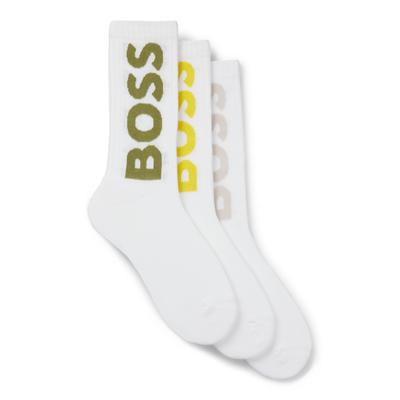 Socken BOSS "3P QS Rib Logo CC", Herren, Gr. 43-46, open miscellaneous 963, Baumwollmischung, unifarben, Socken, mit Logo Image