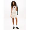 Minikleid TOMMY JEANS "TJW FLAG SWEATER MINI DRESS EXT", Damen, Gr. XS (34), N-Gr, beige (ecru), Jersey, Obermaterial: 88% Viskose, 12% Polyester, unifarben, casual, Langarm, Kleider