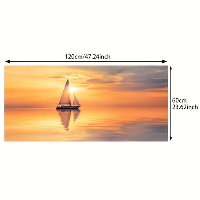 "TEMU 1pc Sunset Sailing Canvas Wall Art, Modern Poster, 23.62" .24", , For Living Room And Bedroom Decor" Image