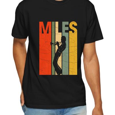 TEMU Miles Graphic Print Men's Cotton T-shirt - Comfy Short Sleeve Crew Neck Tee With Jazz Artwork, Black Casual Summer Outdoor Wear, Casual Summer Tee | Casual Fashion | Miles Inspired Image