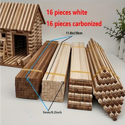 TEMU 32/64pcs Bamboo Sticks, Unfinished Craft Rods For Diy Projects, Woodworking Supplies, Model Building, Art And Crafts - 0.2x0.2x11.8inch Image