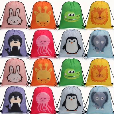 TEMU 16 Animal Themed Drawstring Backpacks, Animal Birthday Party Supplies Backpack Drawstring Bags - - Birthdays, Christmas, Halloween Party Group Events Or Any Animal-related Celebrations Image