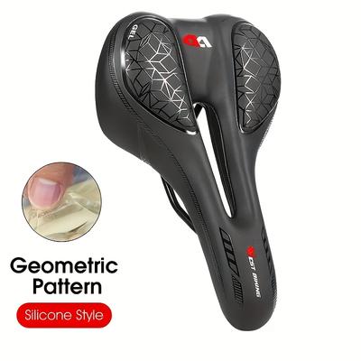 TEMU Black Silicone Gel Bicycle - Shock Absorbing, Breathable For Mountain & Road Bikes, Comfortable Riding Cushion With Anti-slip Rubber Feet, Cycling |modern Bike Sitting|breathable Cushion Image
