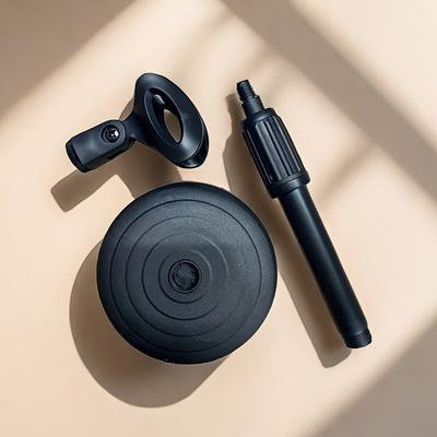 TEMU 1 Adjustable Desktop Microphone Holder With A Sturdy Base For Stability, Recording, Podcasting, And Live Streaming - Made From Abs Material In Black. Image
