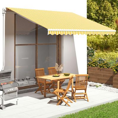 TEMU Replacement Fabric For Awning Yellow And White 4x3.5m (frame Not Included), Awning Replacement Fabric Sun Shade Shelter Image
