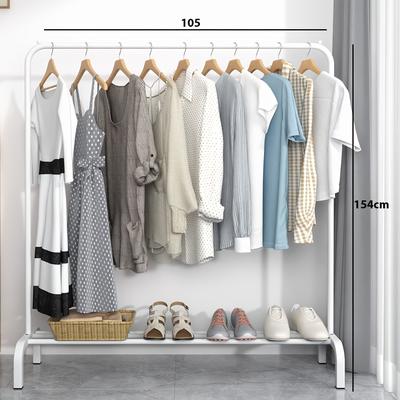 TEMU Freestanding Adjustable Clothes Drying Rack & Shoe Organizer - Heavy-duty -saving Storage Shelf With Wheels, 43x43x154cm, , For Bedroom, Bathroom, Living Room, Standing Shelf Image