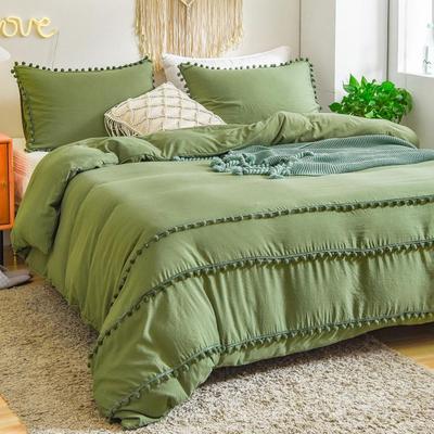 TEMU Bohmen Bedding Pom Pom Boho Chic Bedding Washed Microfiber Bedding Sets Soft Duvet Cover With Zipper And Pillowcase 80x80cm Image