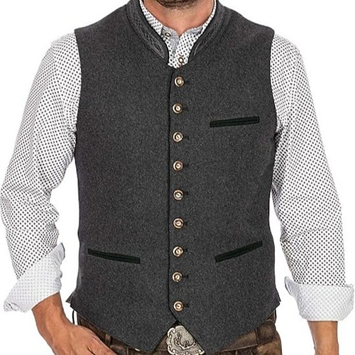 Oktoberfest Gilet bavarois traditionnel Bavarois Allemand Munich Prairies Homme Soirée Fête de la Bière Tissu de style traditionnel