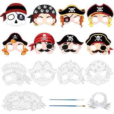 TEMU 24 Pieces Pirate Masks For Coloring Pirate Mask Craft Kit Diy Pirate Paper Masks Crafts Carnival Masquerade Pirate Party Kids Birthday Party Favors Image