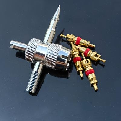 TEMU New Tire Valve Repair Kit With 4 Copper Valve Cores In 5pcs. 44pcs - Durable And Tire Valve Maintenance Kit For Automotive Applications. Electric Car. Truck. Bicycle Image