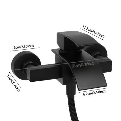 TEMU Black Spray Painted Bathtub Faucet Waterfall Bath Mixer Faucet With Hand Shower For Beauty Salons, Homes, Etc Image