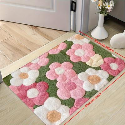 TEMU 1pc With Bright , Super Soft, Absorbent And Quick Drying Non-slip Bathroom Floor Mat Rug, Washable, Ideal For Kitchen, Entryway And Shower Room Decoration - Perfect Gift, Bathroom Accessories Image