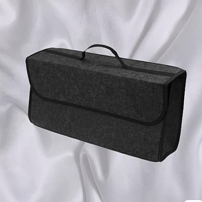 TEMU 1pc Universal Fit Felt Cloth Car Storage Box, Portable Foldable Trunk Organizer, Interior Stowing Tidying Container Bag For Vehicle Organization Image