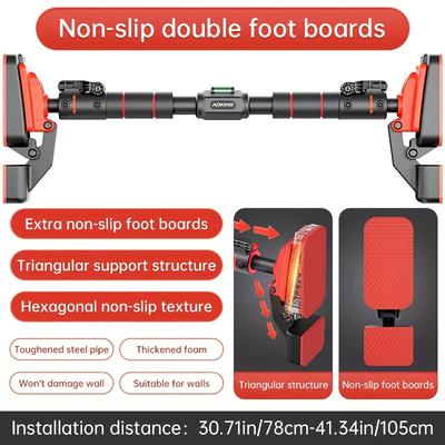 TEMU Adking Non Perforated Horizontal Bar Home Indoor Fitness Equipment For Home Exercise, Single Bar Pull-up Level On The Door. Image