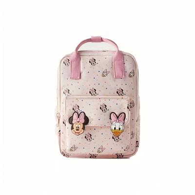 TEMU 1pc Mouse Backpack - Large Capacity, Durable Nylon, Adjustable Straps, Fun Cartoon Design With Polka Dots & Characters, Pink, School & Daily Use, Backpack Image