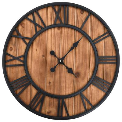 TEMU 60cm Vintage Quartz Wall Clock - Elegant Wood And Metal Clock Key Decorations Feature Intricate Carvings, Unique Shapes, And Ancient Image