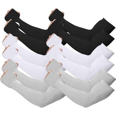 TEMU 6 Pairs Of Arm Sleeves - Black, White, And Gray, Polyamide Knit Fabric For , Ideal For Sports, Workouts, And Tattoo Coverage, Sports Armwear | Stylish Armwear | Stretchy Material Image