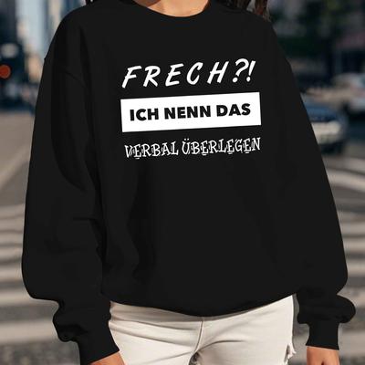 TEMU Humorous German Women's Crew Neck Sweatshirt With A Non-stretch Design. Image
