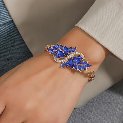 TEMU Luxury S-shaped Bangle Bracelet With Rhinestone Embellishment, Zinc Alloy Fashion Jewelry For Daily Wear - Plated Elegant Accessory, Fits All Seasons Image