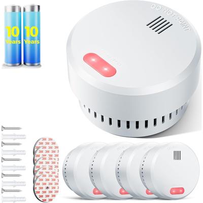 TEMU 5pcs Smoke Detector, For Home & , Device Smoke Detector, Fire Alarm, Self-adhesive, 85 Db Alarm Image