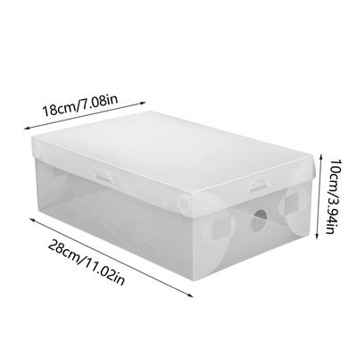TEMU Gdrasuya10 20-pack Transparent Plastic Shoe Storage Boxes, Rectangle Closure, Multipurpose Foldable Organizer For Women's, Men's Shoes And Boots Image
