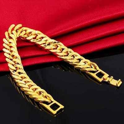 TEMU Stylish And Double-breasted Bracelet For Men, Featuring A Cuban , Hip-hop Fashion. An Ideal Gift For A Boyfriend On Valentine's Day. Image