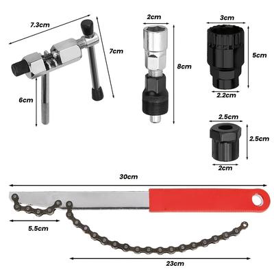 TEMU 6-in-1 Bicycle Tool Set Crank Puller Set Chain Whip Sprocket Puller Image