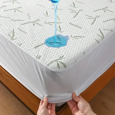 1pc Bamboo Mattress Protector, Breathable and Cooling Mattress Cover, 3D Air Fabric Fitted Bed Sheet 90/140/160cm size