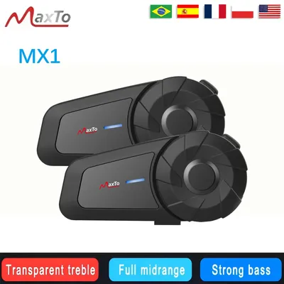 1/2PCS Maxto MX1 Motorcycle Helmet Bluetooth Intercom IPX6 Waterproof Talkie 2 Persons Walkie Talkie Distance 500 Meters