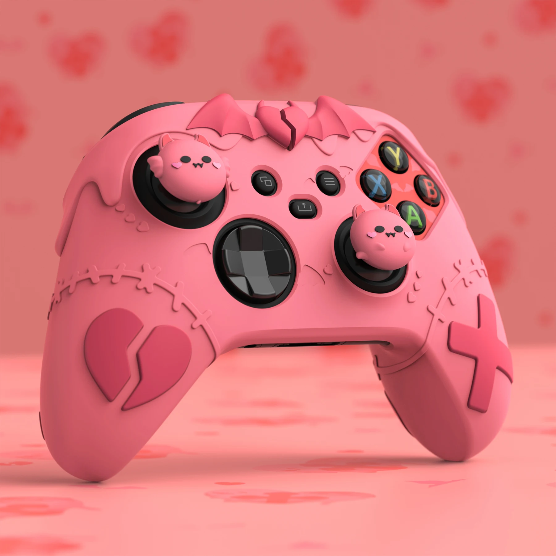PlayVital Cute Silicone Case Cover for Xbox Series X & S Controller (Xbox Core Wireless Controller) - Gothic Imp Peach Pink