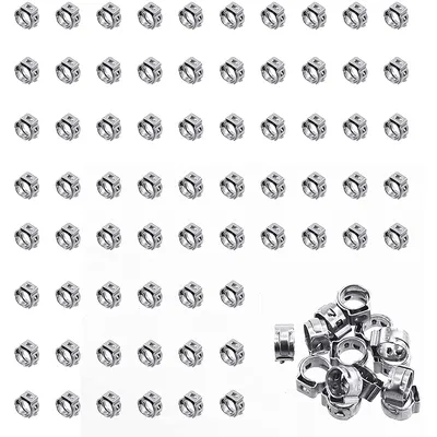 50 pieces of 5.8-21mm single ear hose clamps, 304 stainless steel PEX clamp clamping ring crimping tool stepless hose clamp