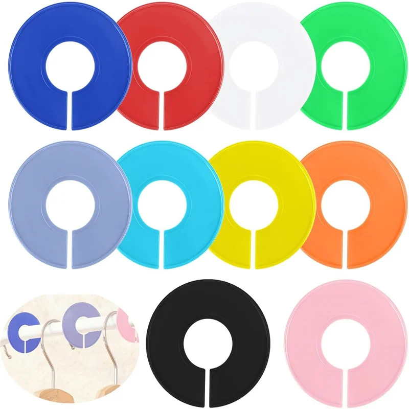 10Pcs Plastic Clothing Rack Size Dividers Round Hangers Closet Dividers Garment Tags Size Marking Ring
