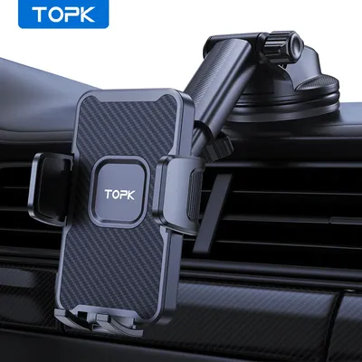 TOPK Car Phone Holder Mount, Dashboard/Windshield/Cell Phone Holder for Car, Compatible with iPhone, Samsung, All Cellphone