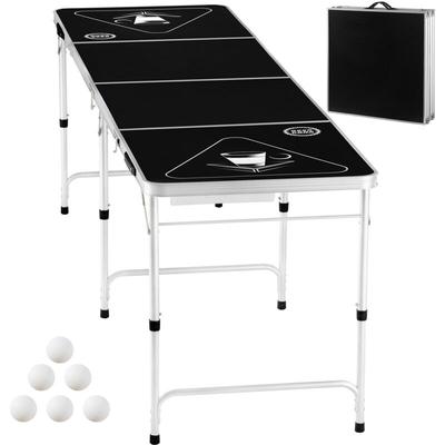 Mophorn - Tragbarer Bierpong-Tisch, 2,44 m, faltbares Design mit Tragegriffen, 6 Pong-Bälle,