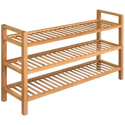 Bonnevie - Schuhregal Schuhschrank - Schuhablage mit 3 Etagen 100x27x60 cm Massivholz Eiche BV590338 Image