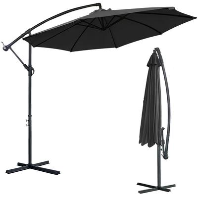 Aufun - Alu Sonnenschirme 300cm mit kurbel uv Schutz 40+ - Dunkelgrau balkonschirm gartenschirm Image