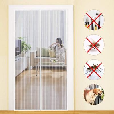 SNQ - Moskitonetz 90x210cm ultrafeinmaschiges magnetisches Moskitonetz mit Klebestreifen weiß Image