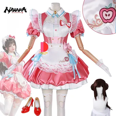 Spiel Naraka: Bladepoint Hu Tao Cosplay Kostüm Anime Neue Kleidung Rosa Lolita Kleid Perücke Schuhe Image