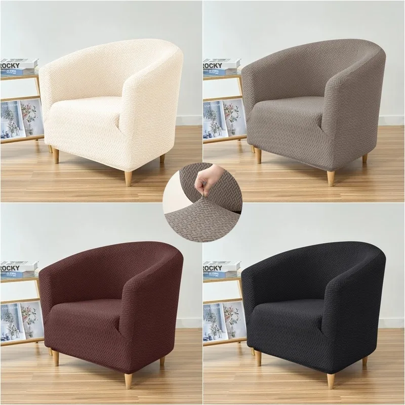 1PC Stretch Tub Club Stuhl Abdeckung für Wohnzimmer Jacquard Sessel Abdeckungen Elastische Einzel Akzent Sofa Schonbezüge Bar Home Hotel Image